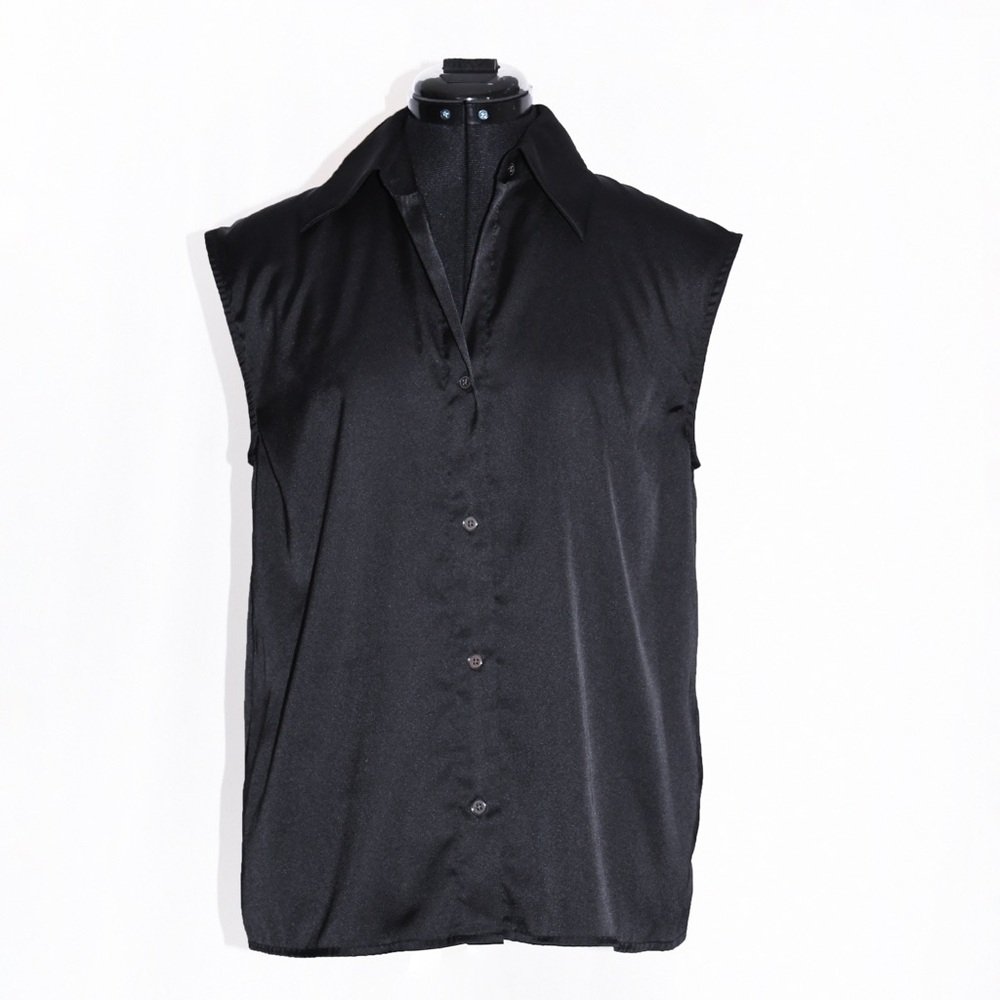 Silky Collared Button-down Top